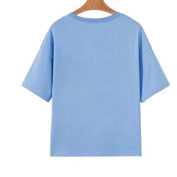 Light Blue Flag Bow Graphic Crewneck Top New Sizes S M L XL - Picture 6 of 9